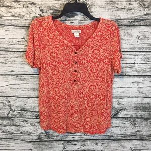 LUCKY BRAND‎ printed button short sleeve top M